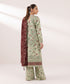 Women's Unstitched Dull Raw Silk Embroidered Multi 3 Piece Suit